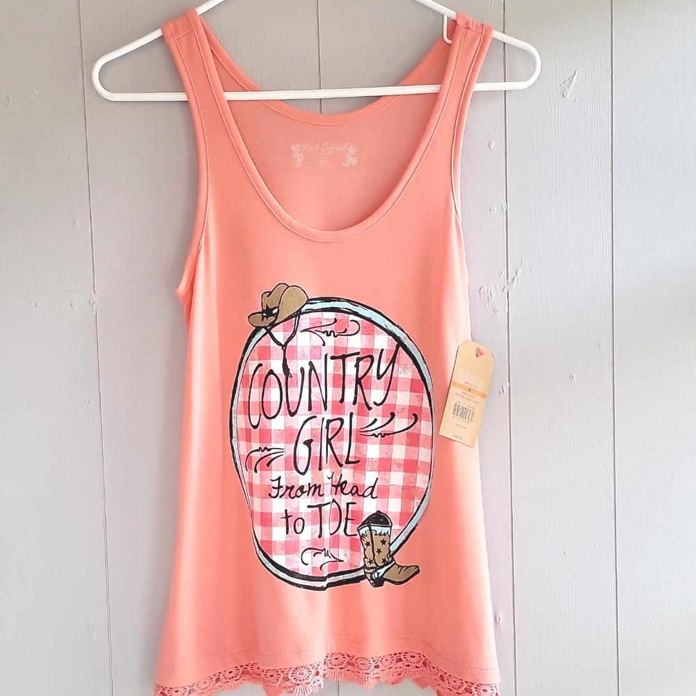 🌴NWT Red Camel "Country Girl From Head To Toe" Tank Top👢